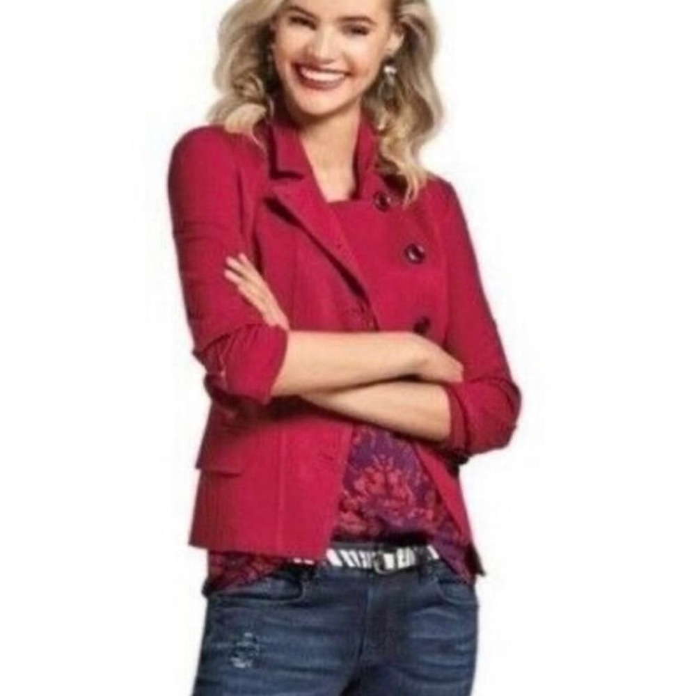 CAbi Rhubarb #3175 Red Ponte Knit Ava Outing Blazer Jacket Size 4